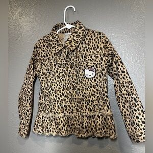 Girls Hello Kitty Cheetah print jacket, sequin and embroidered patches size 6